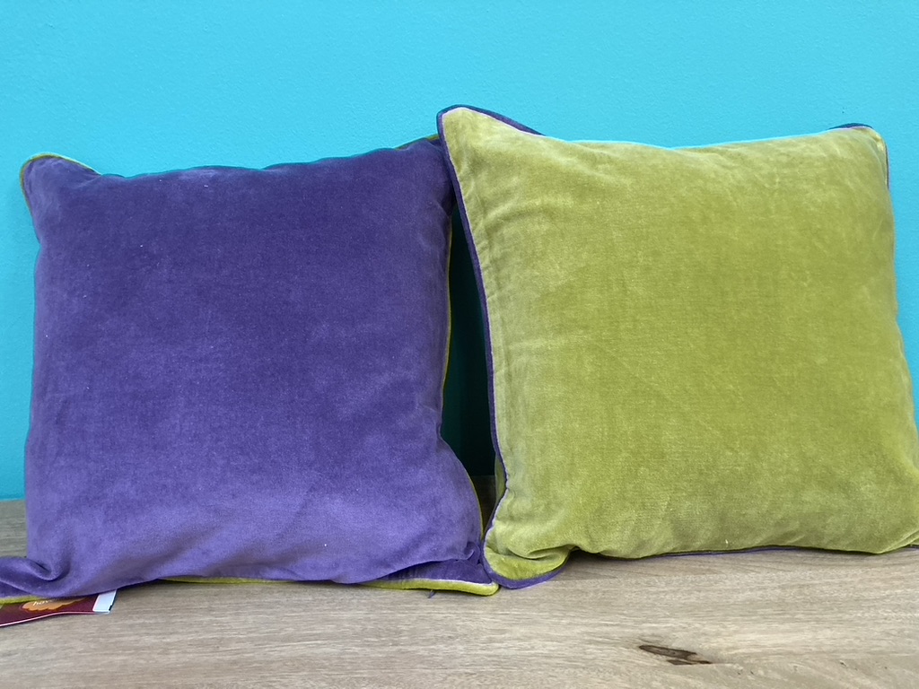 PILLOW – VELVET WITH CONTRAST PIPING – 16″