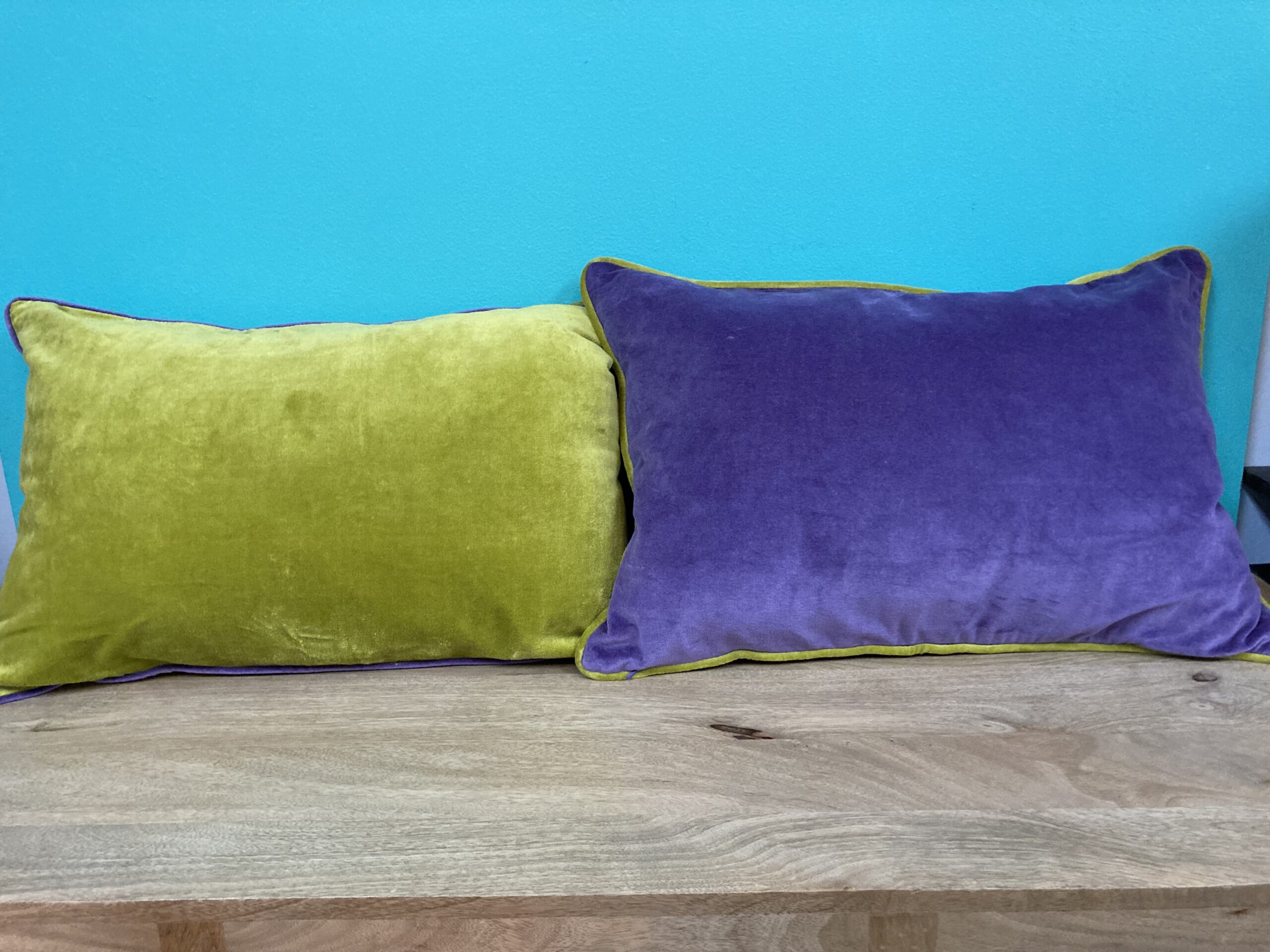 PILLOW – VELVET WITH CONTRAST PIPING – 16″ X 24″