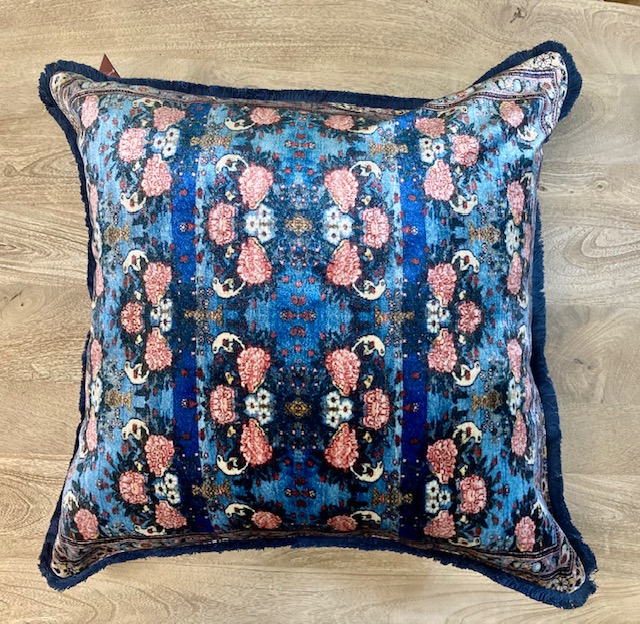 PILLOW – VELVET – FLORAL STRIPE PRINT – 20″