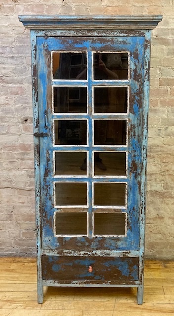 CABINET – VINTAGE – MULTI GLASS PANES – SINGLE DOOR  +  DRAWER