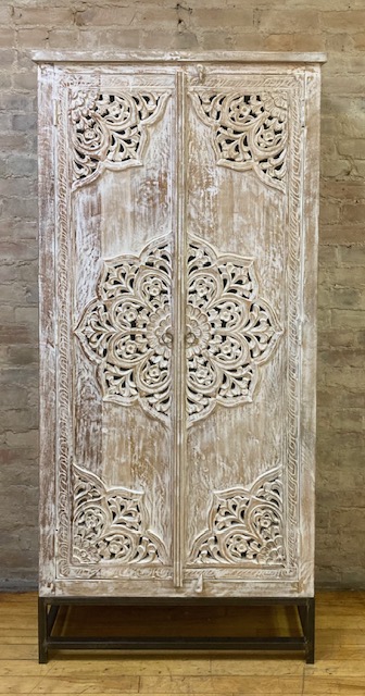 CABINET – CARVED DOOR DETAIL – IRON FRAME