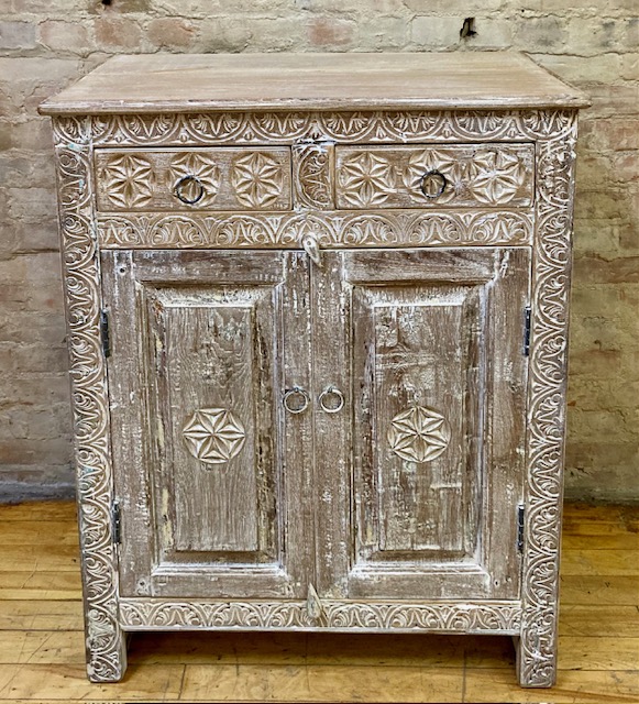 SIDEBOARD – CARVED – TWO DOORS  –  TWO DRAWERS