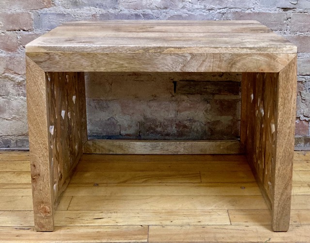 STOOL / COFFEE TABLE – PATTERN LEGS + SHELF