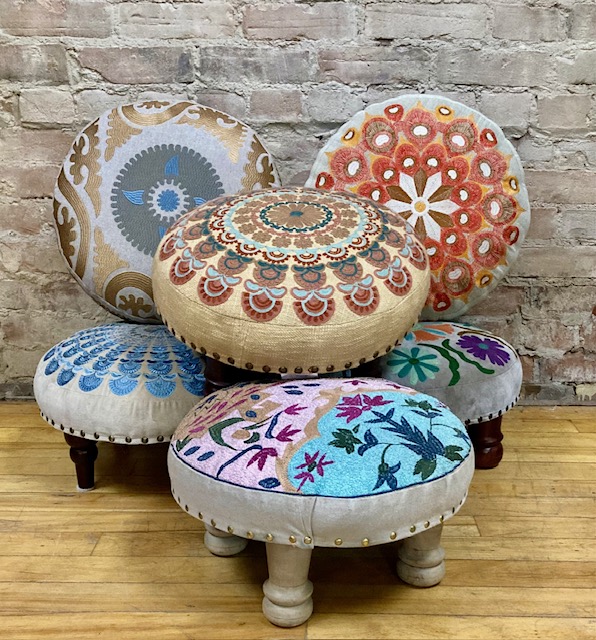 STOOL – ROUND UPHOLSTERED – VARIOUS PATTERNS
