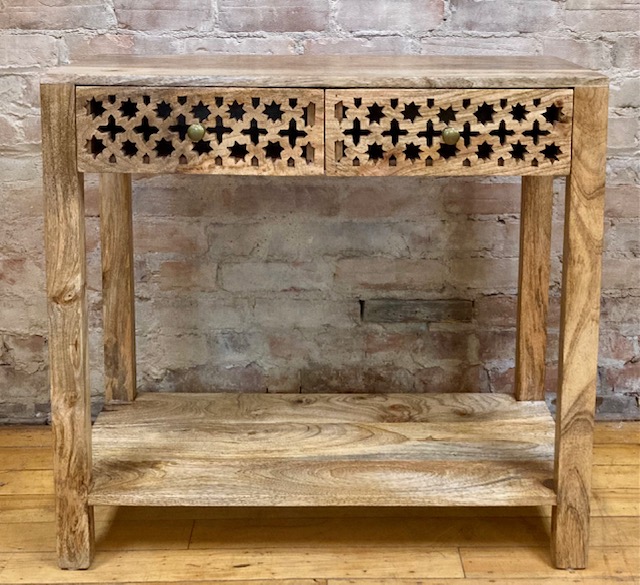 CONSOLE TABLE – TWO DRAWERS JALI CARVED PATTERN