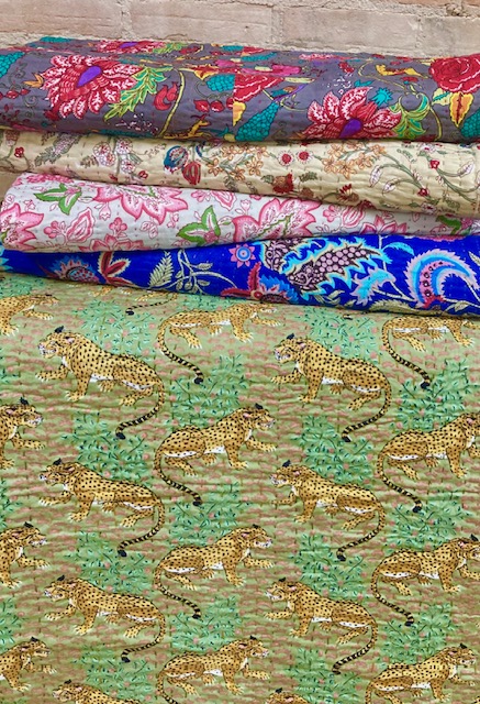 BEDCOVER- QUILTED TWO LAYERS PRINTED – HAND STITCHED