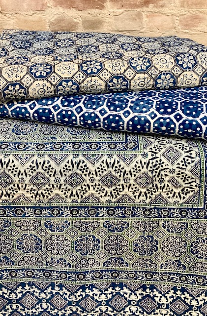 BEDCOVERS – INDIGO – HAND PRINTED AND BATIK