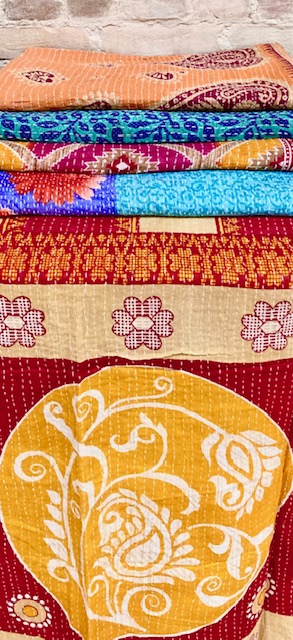 THROW – VINTAGE – PRINTED COTTON HAND STITCHED